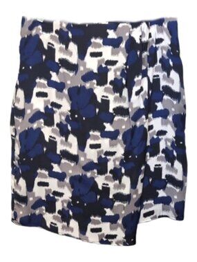 💠Melanie Lyne Patterned Wrap Pencil Skirt Womens Size Large Blue Black Pleated